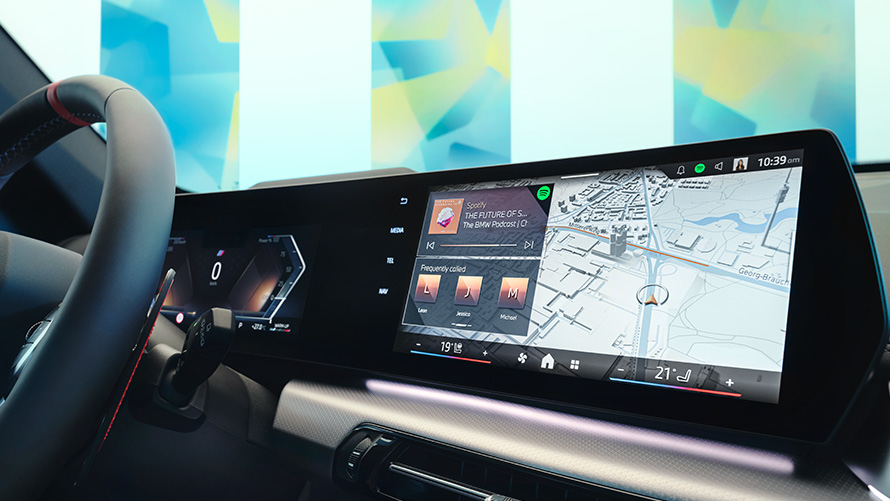 BMW interjeras Ekranas su operacine sistema 9 BMW interjeras BMW žemėlapiai ekrane su operacine sistema 9