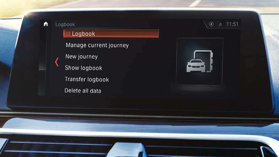 „Online Logbook“funkcija „Online Logbook“ funkcija BMW ekrane