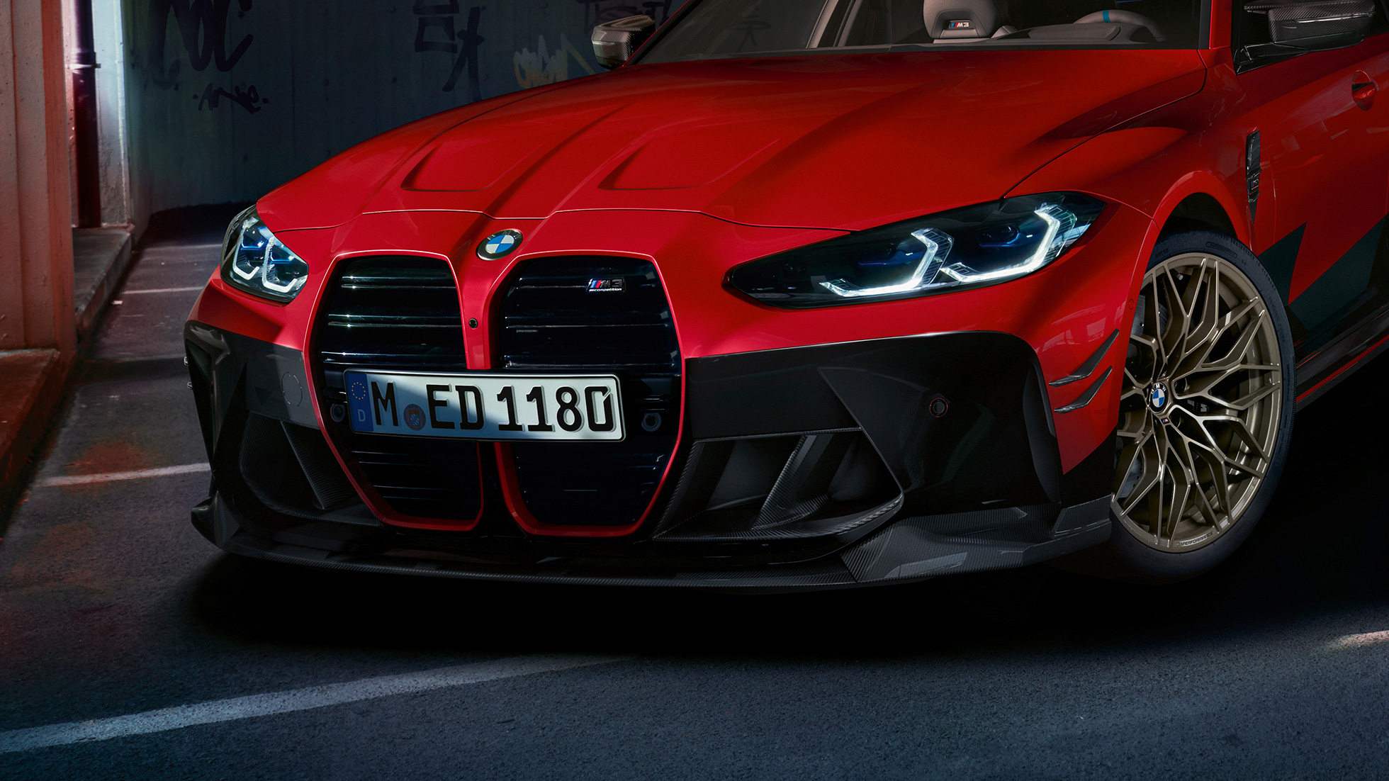 BMW M3 G80 vaizdas iš priekio BMW M Performance Parts dalys, BMW M3 G80 vaizdas iš priekio