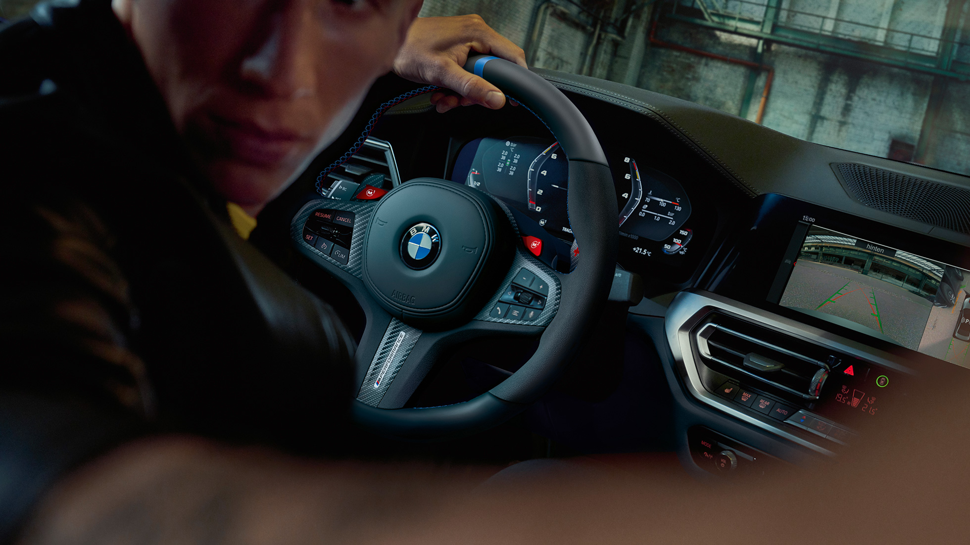 BMW M3 G80 interjeras BMW M Performance Parts dalys, BMW M3 G80 interjeras