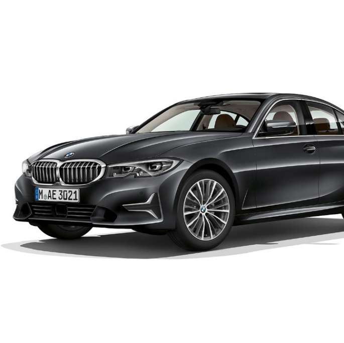 Stovinčio BMW 3 serijos sedano su Luxury Line vaizdas iš šono